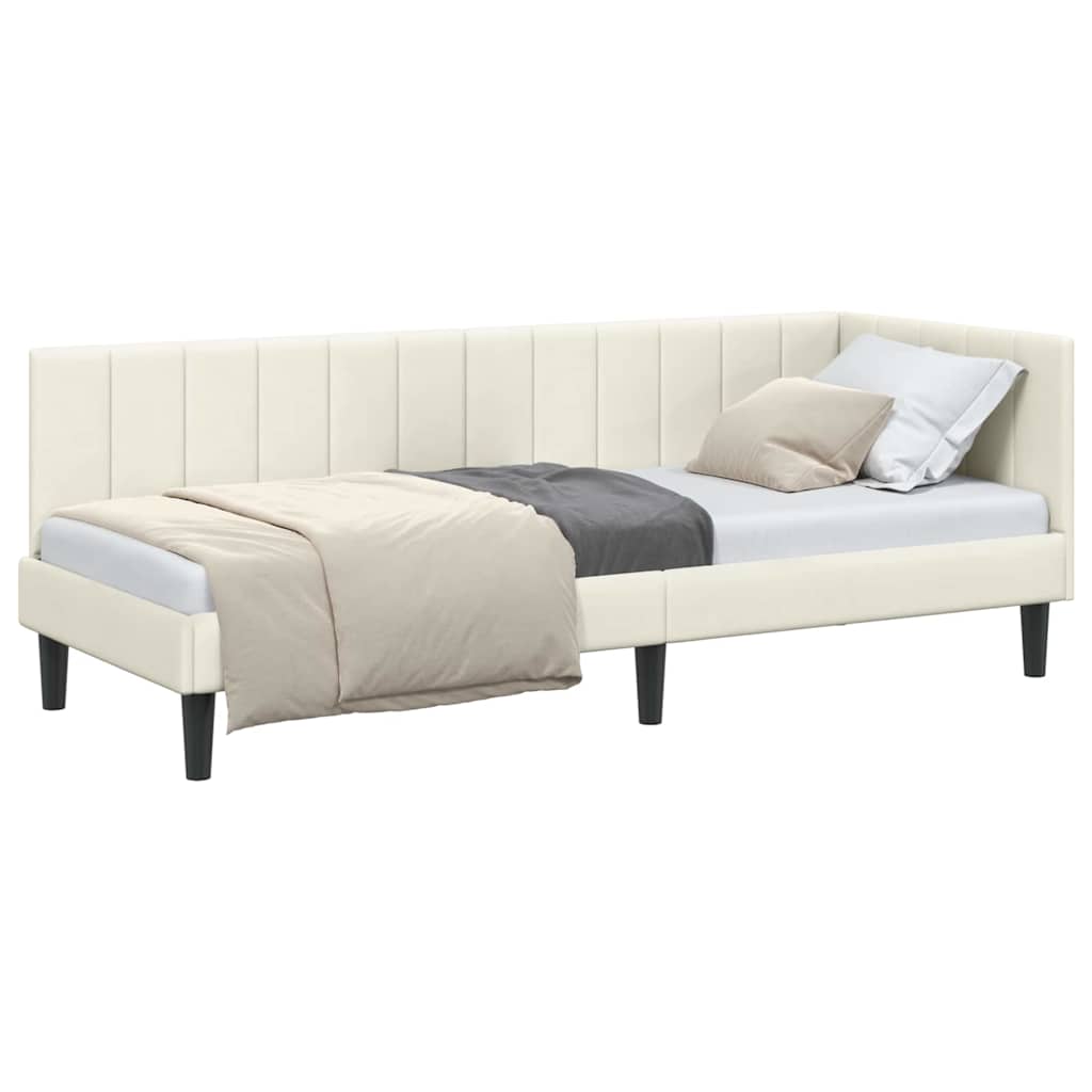 Cadru de pat coltar cu headboard Crem 80 x 200 cm Catifea