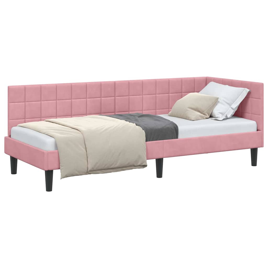 Cadru de pat coltar cu headboard Roz 80 x 200 cm Catifea