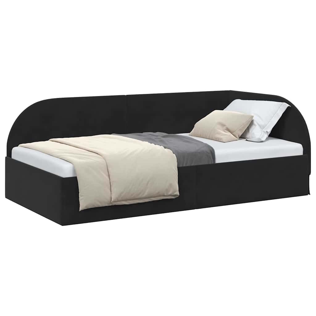 Cadru de pat coltar cu headboard Negru 80 x 200 cm Catifea