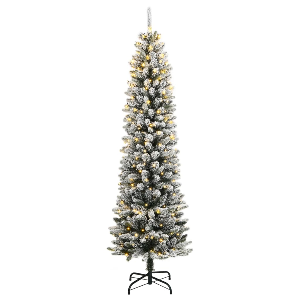 Brad de Craciun artificial 150 LED-uri si zapada, 150 cm