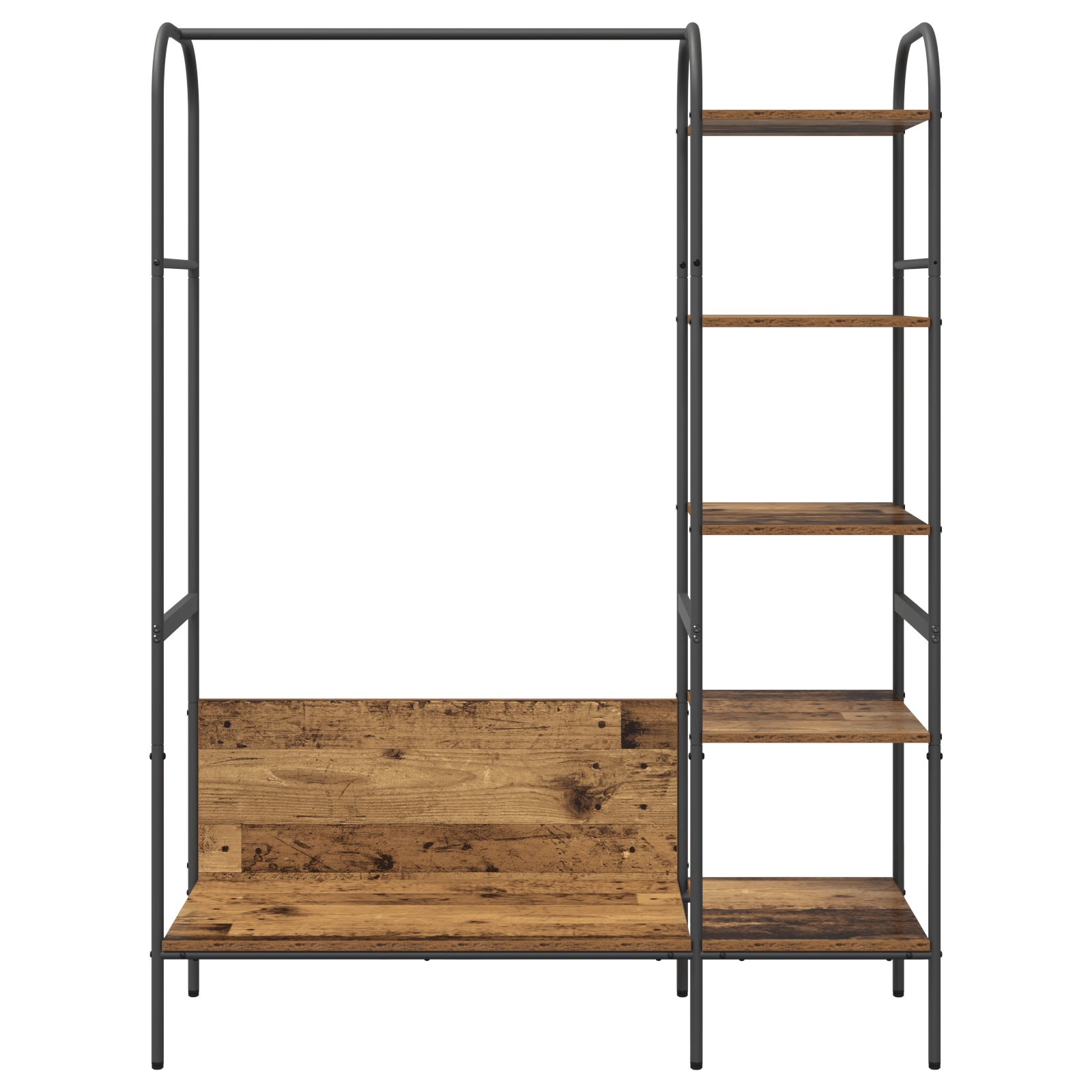 Stativ pentru haine cu rafturi Lemn vechi 120x44x160 cm Lemn reciclat — imaginea 5