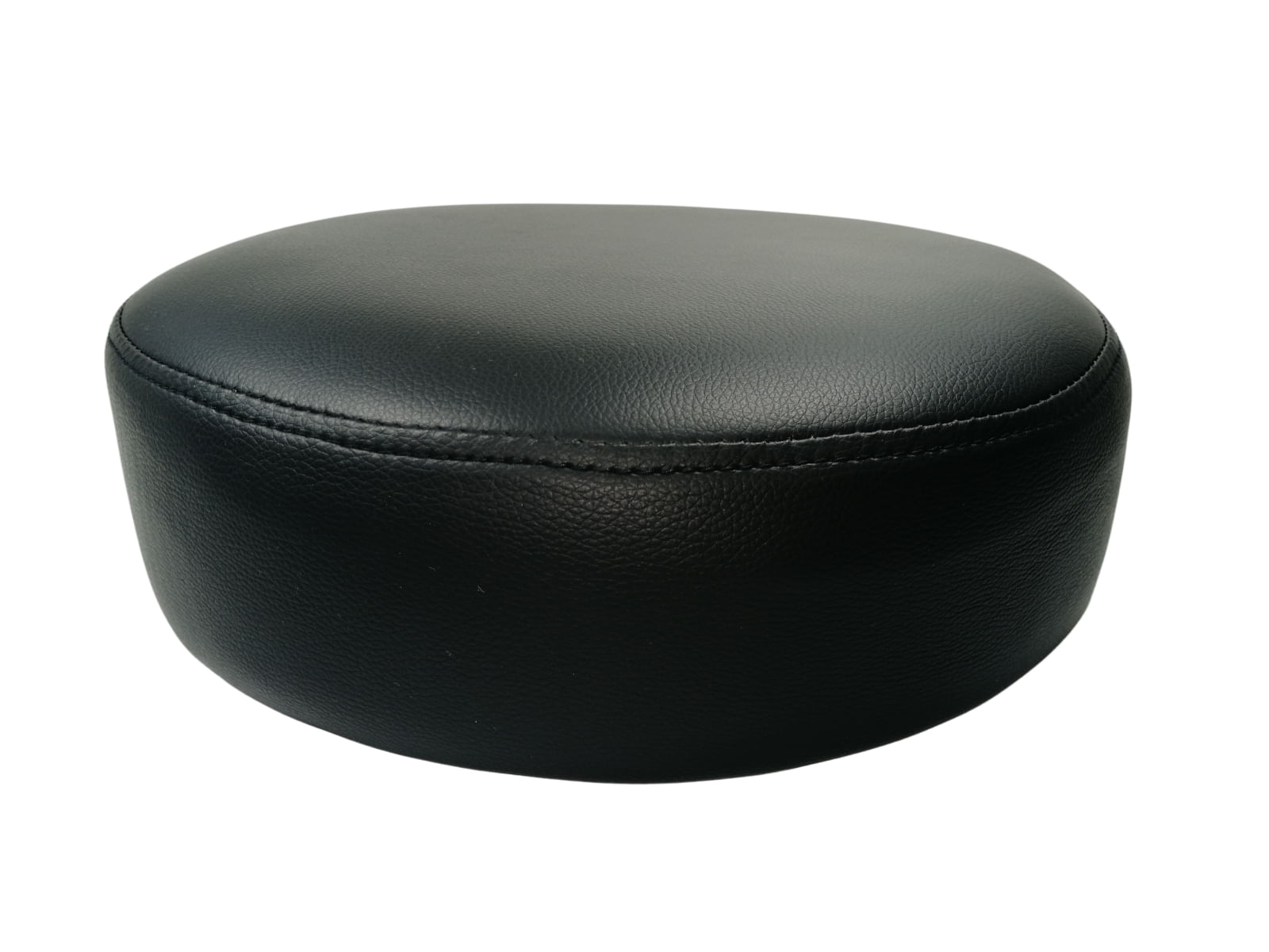 Taburet rotund cu sezut tapitat din piele ecologica, negru, 34 cm