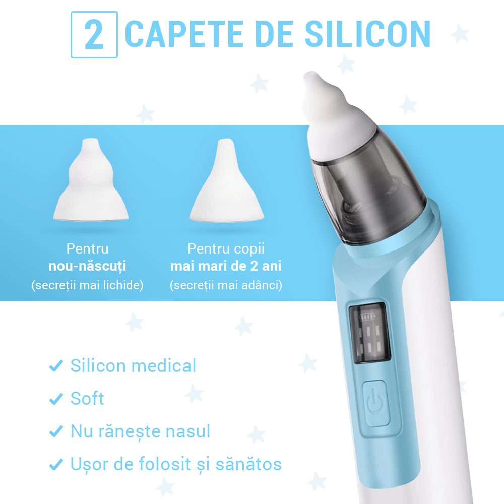 Aspirator nazal electric IMA Baby pentru bebelusi si copii silentios, 6 Trepte de Aspirare, Portabil, cu USB, 500mAh - 2 | YEO