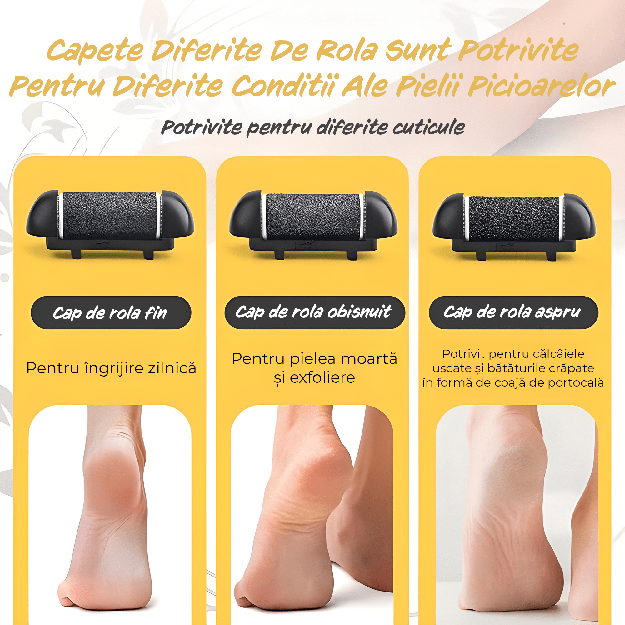 Set accesorii pentru Pila electrica pentru talpi si calcaie IMA Trend, 3 role, Indepartare piele moarta - 3 | YEO