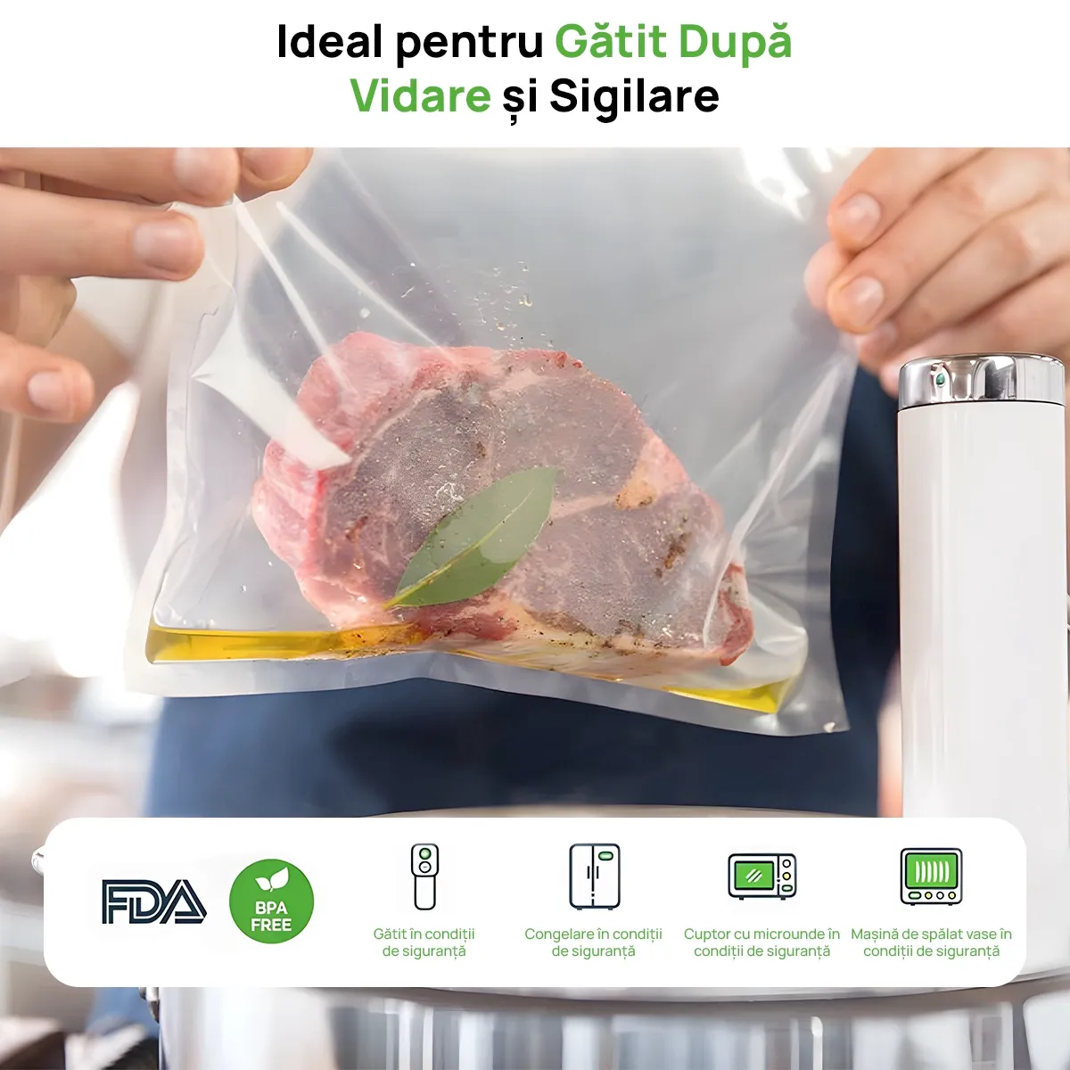 Aparat de vidat si sigilat alimente IMA Trend, 130W cu 80kpa, 5 functii vidare umed/uscata/soft, 30 cm, Gri