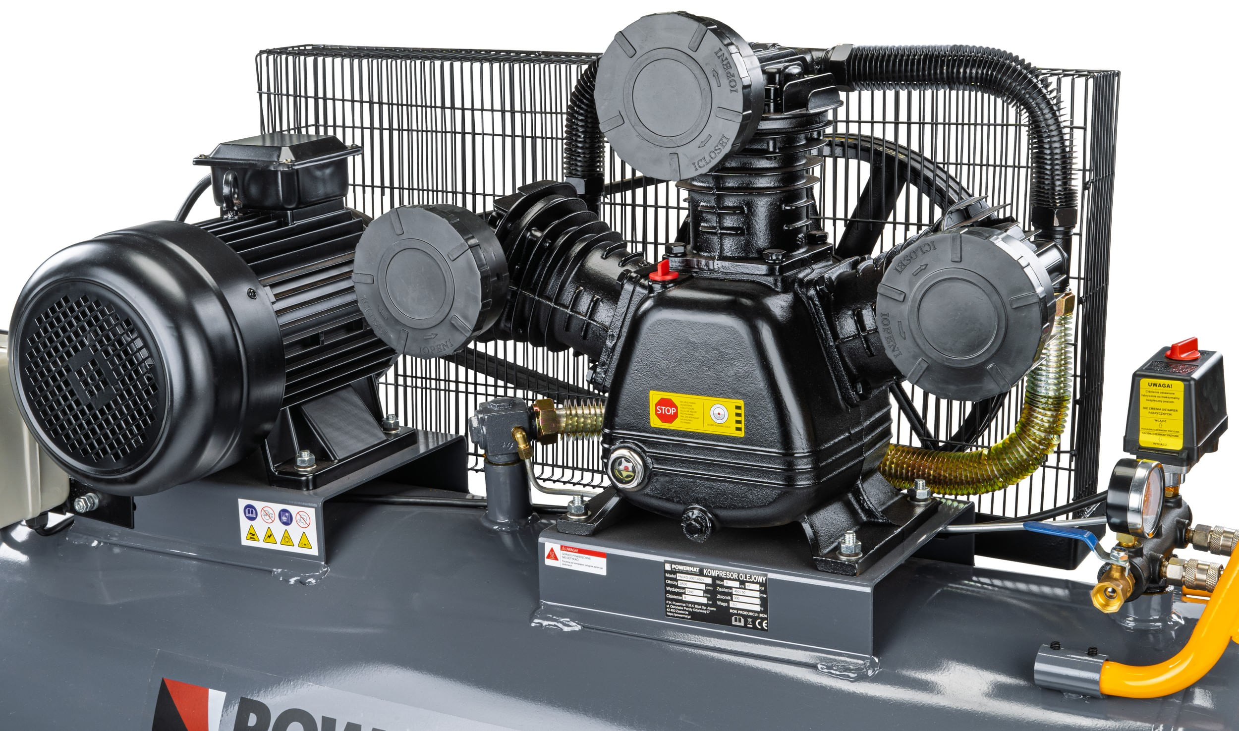 Compresor aer de 300l, PM-KO-300T-400V 10CP 1200L/min 300L 8 bar – Profesional si puternic — imaginea 7