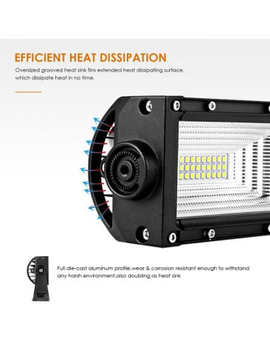LED Bar Auto Curbat 594W, leduri pe 3 randuri, 12V-24V, 41580 Lumeni, 42"/107 cm, Combo Beam 12/60 Grade - imagine 3