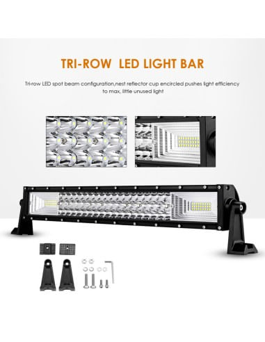 LED Bar Auto Curbat 594W, leduri pe 3 randuri, 12V-24V, 41580 Lumeni, 42"/107 cm, Combo Beam 12/60 Grade - imagine 4