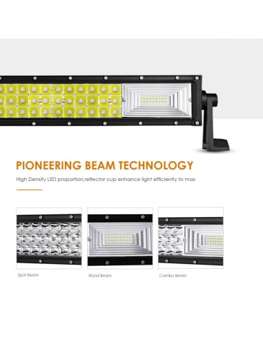 LED Bar Auto Curbat 594W, leduri pe 3 randuri, 12V-24V, 41580 Lumeni, 42"/107 cm, Combo Beam 12/60 Grade - imagine 5