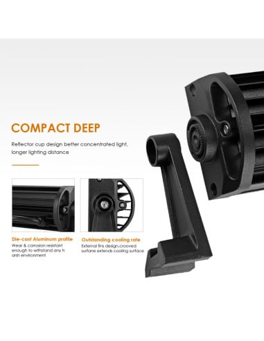 LED Bar Auto Curbat 594W, leduri pe 3 randuri, 12V-24V, 41580 Lumeni, 42"/107 cm, Combo Beam 12/60 Grade - imagine 7
