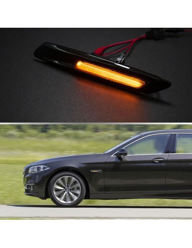 Set 2 Semnalizari Negre Aripa LED Dinamice secventiale cu sticla fumurie pentru BMW F10, F11, F07 fara facelift
