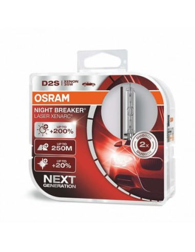 Set 2 Bec auto XENON Osram D2S Night Breaker Laser Xenarc +200% 35W