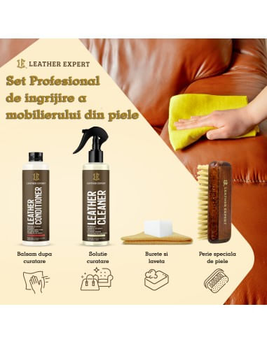 Set ingrijire a mobilierului din piele LEATHER EXPERT Furniture Kit, 2x250ml - imagine 4
