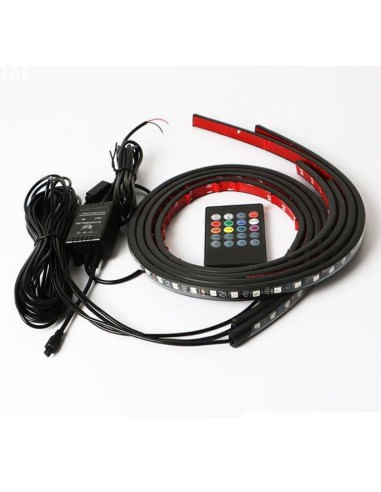 Kit Iluminare sub masina RGB multicolor cu telecomanda si aplicatie telefon 12V, 2x150cm si 2x120cm