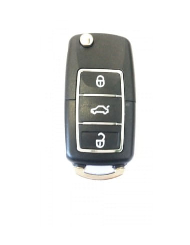 Carcasa cheie Volkswagen tip briceag cu 3 butoane Negru cu Crom fara locas baterie