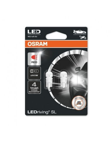 Set 2 Becuri led Auto Osram Rosu 6000k W5W 12V 5W Rosu