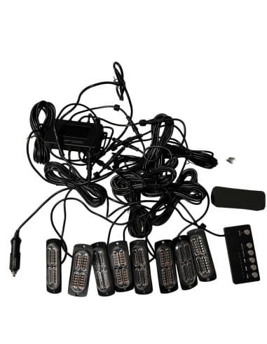 Kit 8 stroboscoape portocalii 12/24V cu telecomanda pe fir