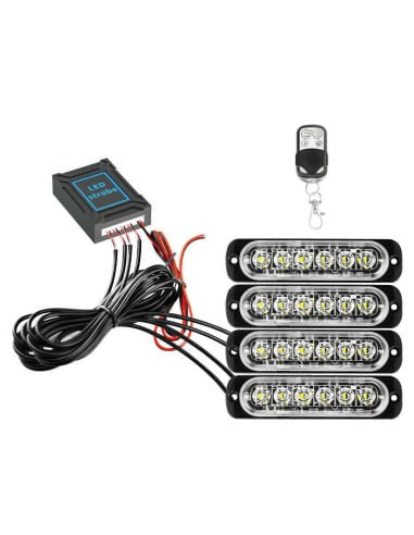 Kit 4 stroboscoape portocalii 12/24V cu telecomanda wireless