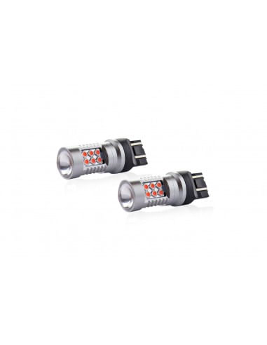Set 2 becuri Led Auto Rosu T20 W21/5W Canbus cu 24SMD dubla intensitate 12-24V Rosu