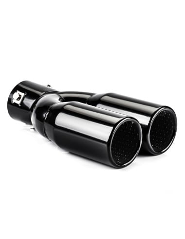 Ornament toba esapament din inox cu doua iesiri, Negru, 35-50mm, Lungime 215mm