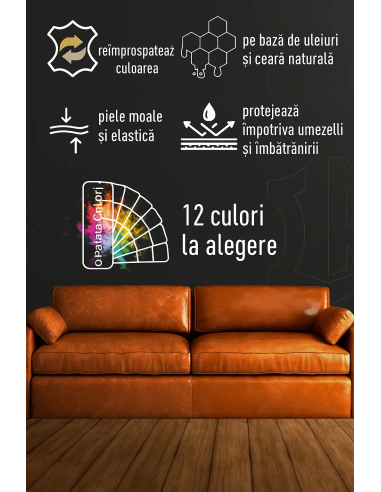 Balsam Colorant Piele Leather Expert Balm, Maro Mediu, 250ml - imagine 2