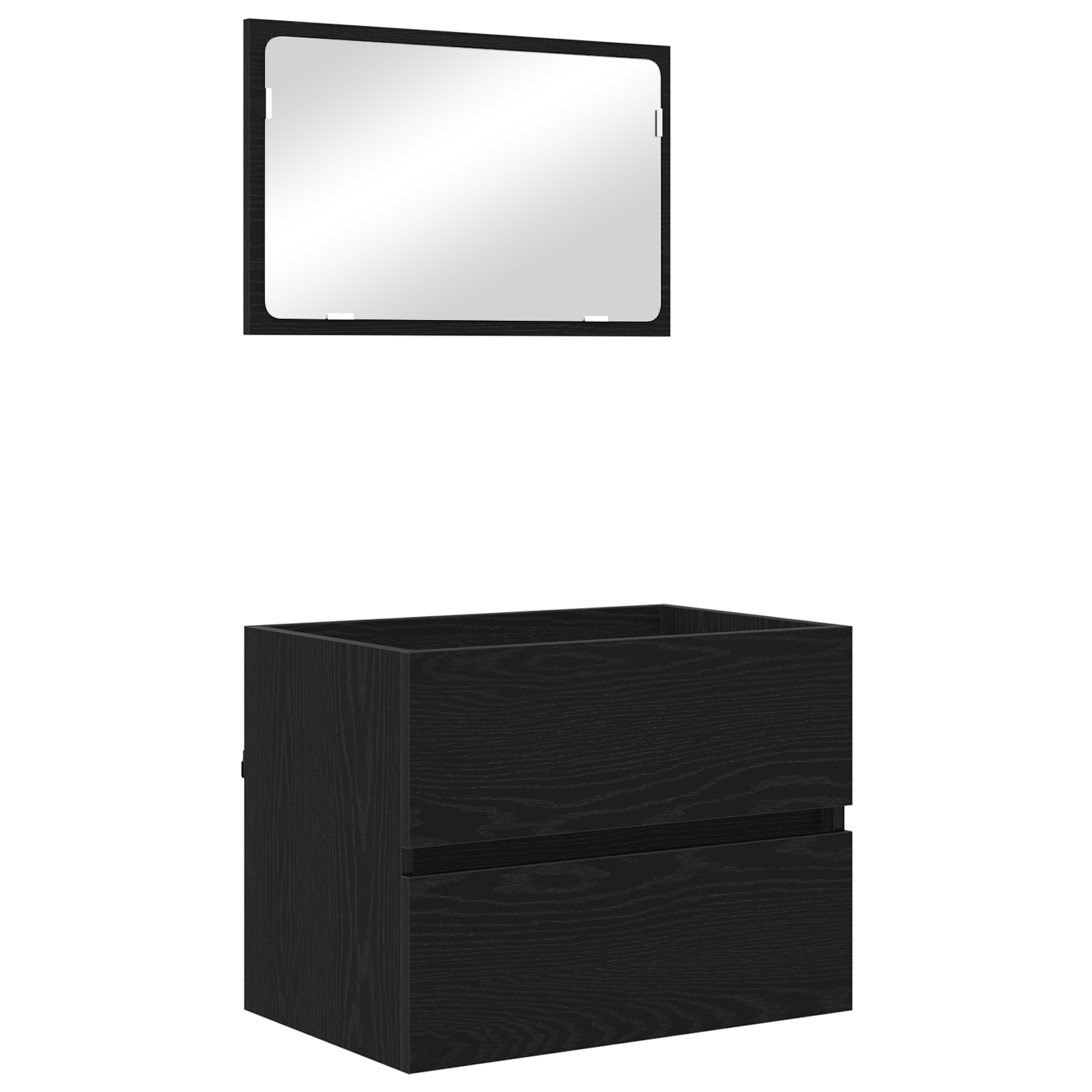 Set de mobilier pentru baie 2 piese Stejar negru Lemn prelucrat