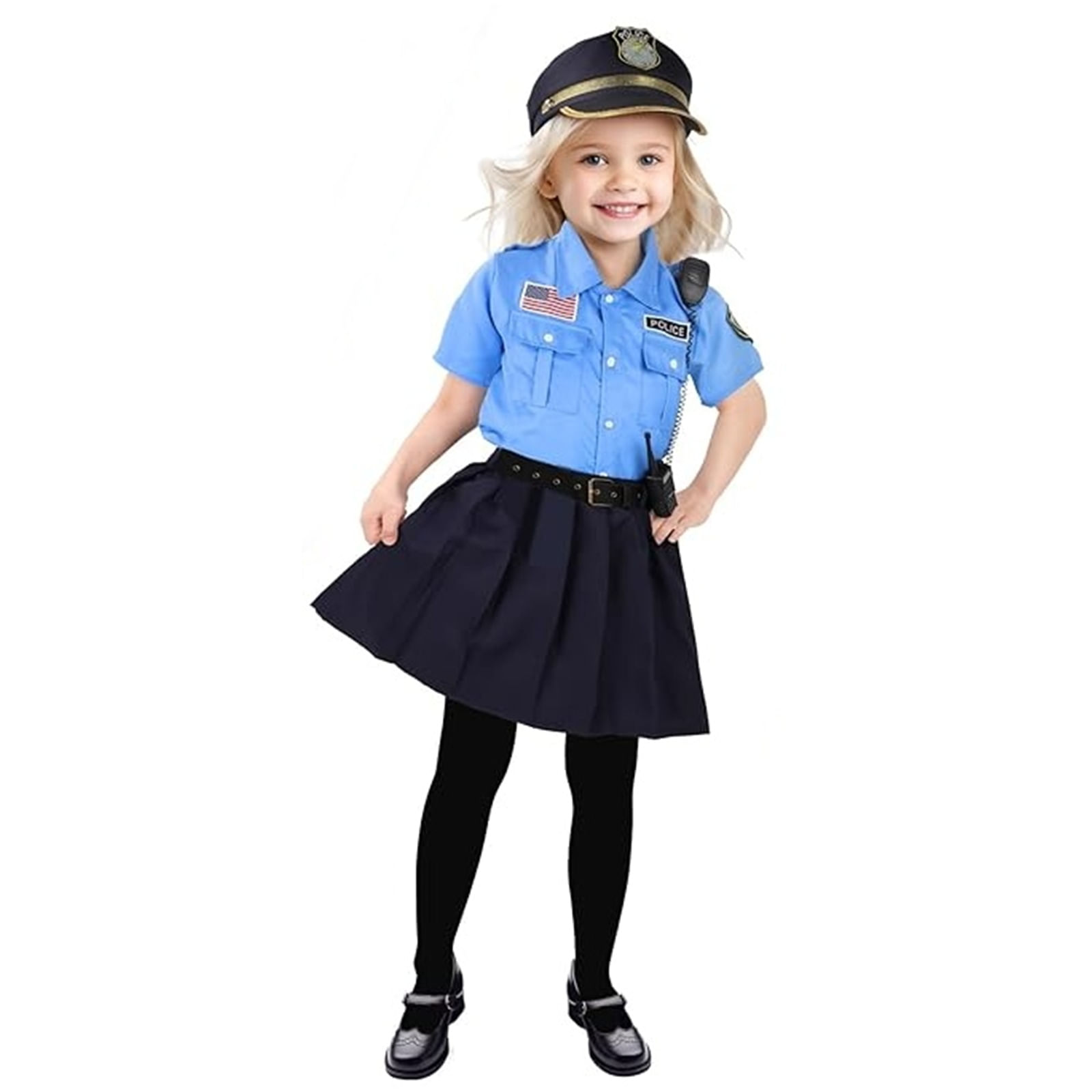 Costum politista KidMania® cu sapca pentru fete 3-5 ani 110 cm