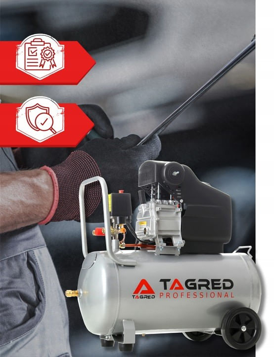 Compresor de aer 50L, 3,8CP, 9 bari, inclus set accesorii de 8 piese, TA301N-TA104