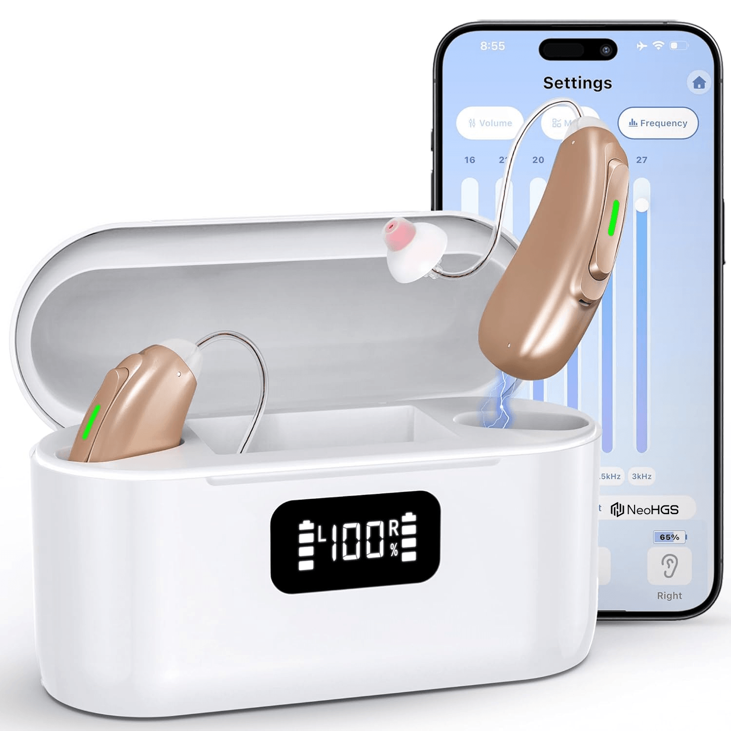 Aparat Auditiv Reincarcabil Digital x2 NeoHGS Premium, Sunet Clar, Hands-Free, Bluetooth, Incarcare Rapida - imagine 5