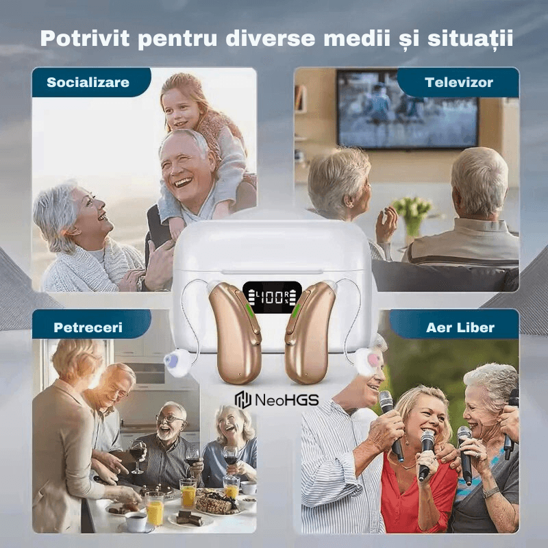 Aparat Auditiv Reincarcabil Digital x2 NeoHGS Premium, Sunet Clar, Hands-Free, Bluetooth, Incarcare Rapida - imagine 7