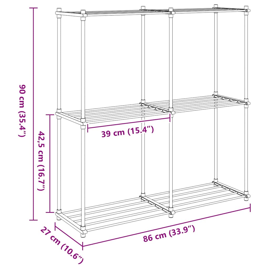 Raft de depozitare cu raft alb 43 x 27 x 90 cm Aluminiu — imaginea 9