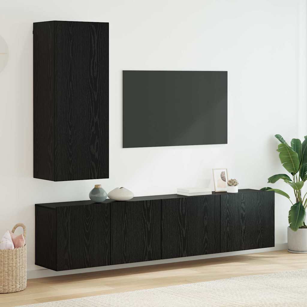 Unitati pentru Pereti de TV 5 pcs Stejar negru Lemn compozit — imaginea 2