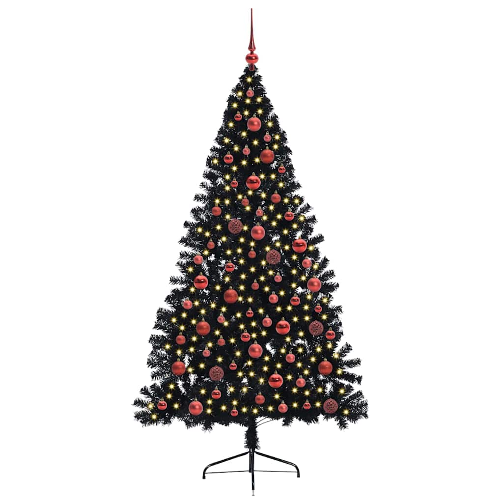 Pom de Craciun artificial pre-iluminat Negru 180 cm PVC