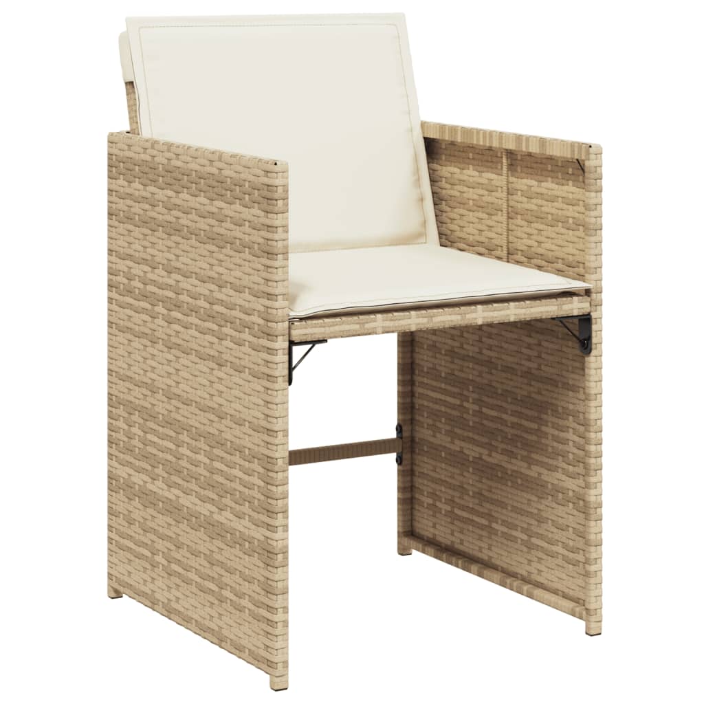 Set mobilier de gradina cu perne, 13 piese, bej, poliratan — imaginea 5