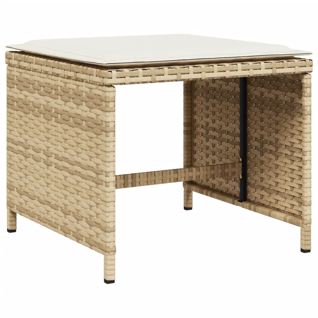 Set mobilier de gradina cu perne, 13 piese, bej, poliratan — imaginea 6