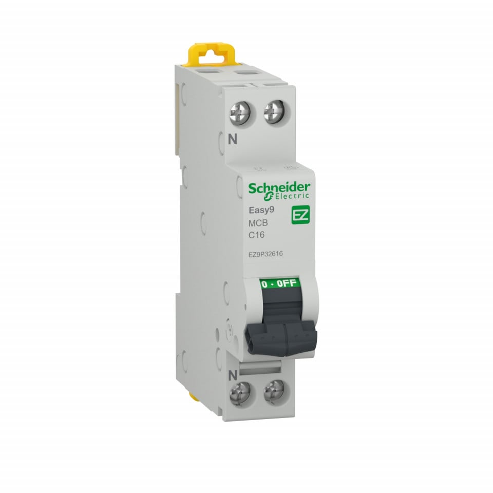 Siguranta automata P+N, 16A, curba de declansare C, capacitate de rupere 4.5kA, Schneider Easy9