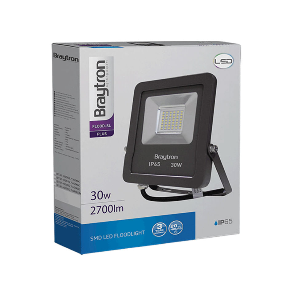 Proiector led 30W, 2550lm, IP65, lumina calda 3000K, Gri, Braytron — imaginea 4