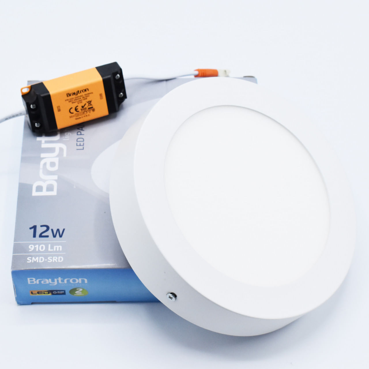 Spot LED 12W Aplicat, Rotund, Braytron, 910lm, Lumina Calda (3000K), Alb