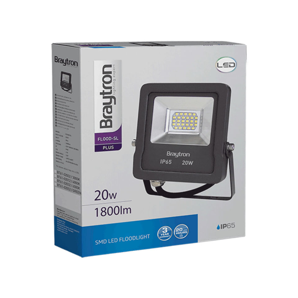 Proiector led 20W SMD, 1700lm, IP65, lumina rece 6500K, Gri, Braytron — imaginea 3