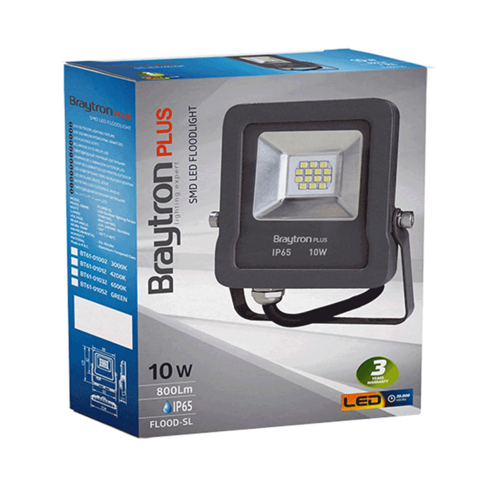 Proiector led 10W SMD, 800lm, IP65, lumina calda 3000K, Gri, Braytron — imaginea 3