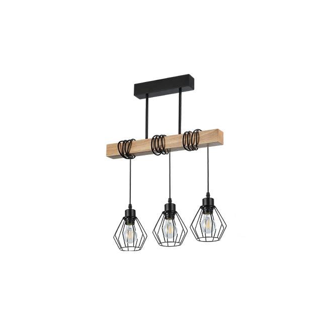 Lustra Otto, 3xE27, negru+lemn