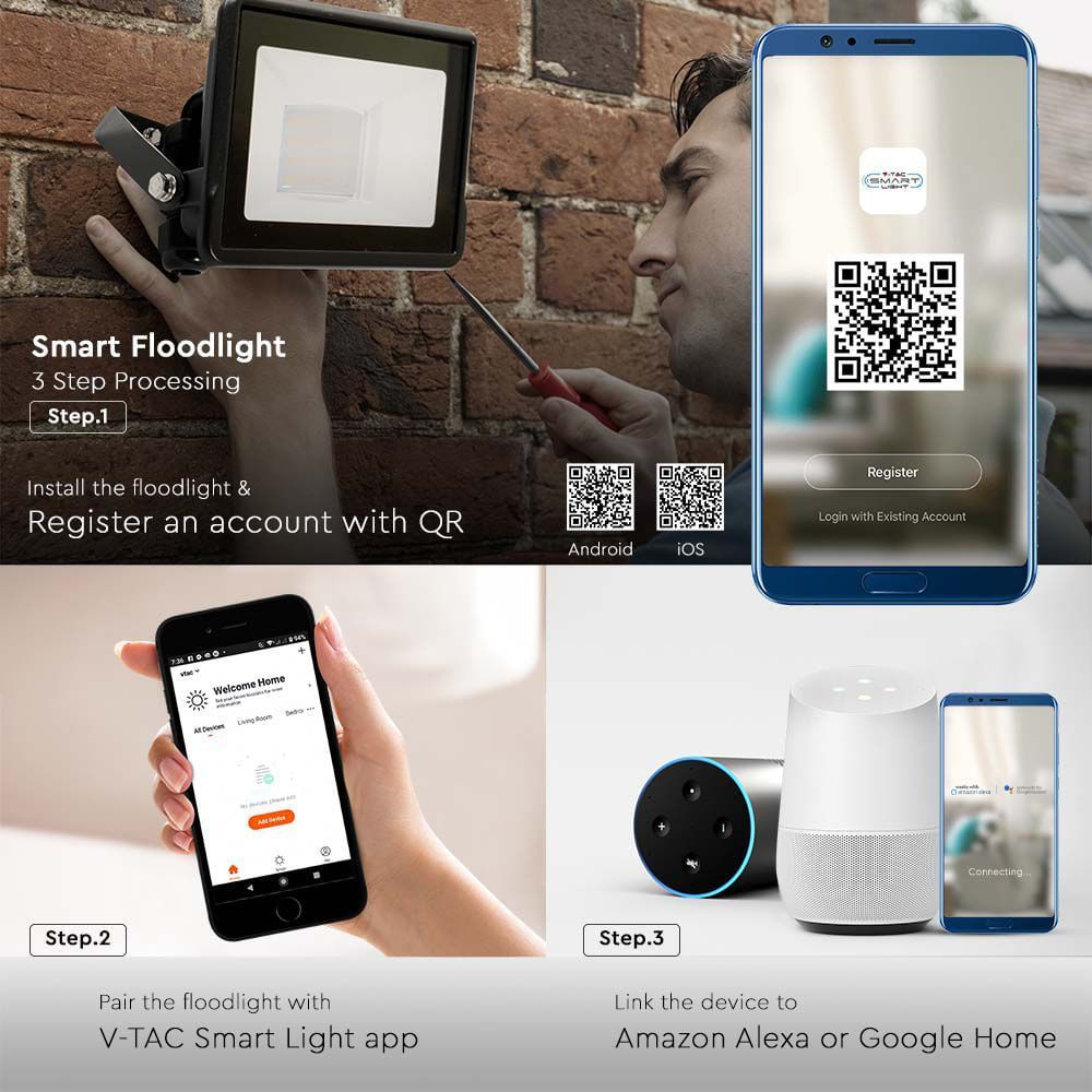 Reflector LED Smart 10W V-TAC, RGB+CCT(3000-6500 K), compatibil Alexa si Google — imaginea 11