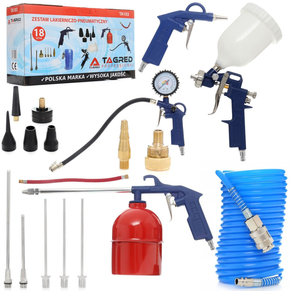 Kit accesorii aer comprimat Tagred, TA103, 18 piese cupla rapida - imagine 10