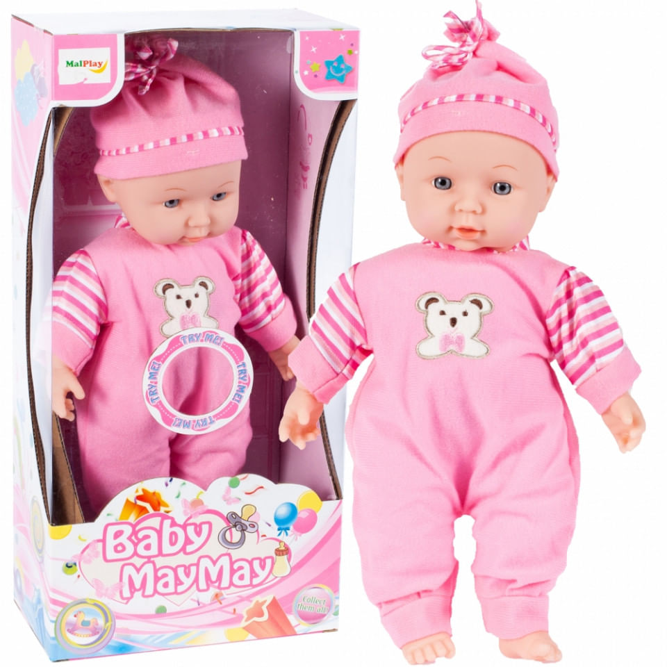 Papusa bebelus MalPlay cu sunete, 34 cm, roz