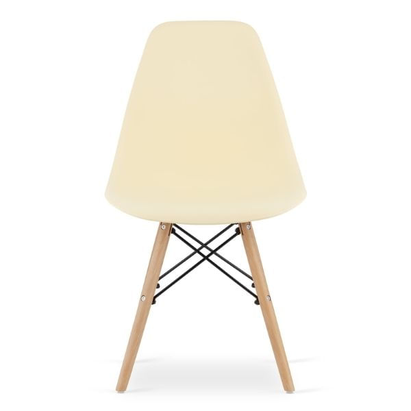 Set 2 Scaune, Stil Scandinav cu Picioare din Lemn de Fag, Sezut PP, 46 x 54 x 81 cm, Crem — imaginea 4
