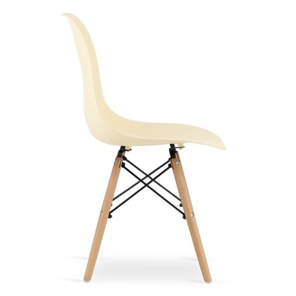 Set 2 Scaune, Stil Scandinav cu Picioare din Lemn de Fag, Sezut PP, 46 x 54 x 81 cm, Crem — imaginea 5