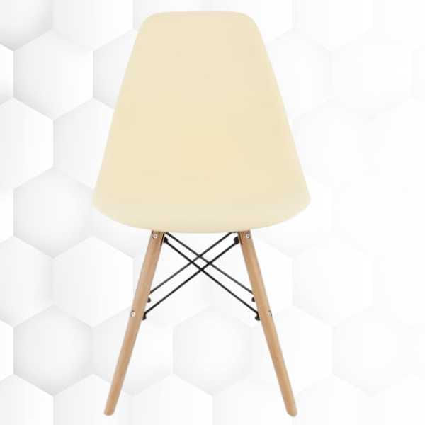 Set 4 Scaune Stil Scandinav cu Picioare din Lemn de Fag, Sezut PP, 46 x 54 x 81 cm, Crem — imaginea 4