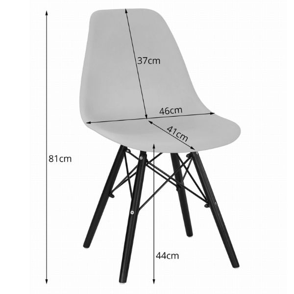 Set 2 Scaune, Stil Scandinav cu Picioare din Lemn de Fag, Sezut PP, 46 x 54 x 81 cm, Crem — imaginea 9