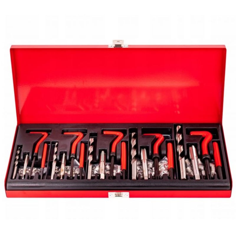 Kit reparare filete bujii, Kraft&Dele KD10590, 131 piese, otel HSS