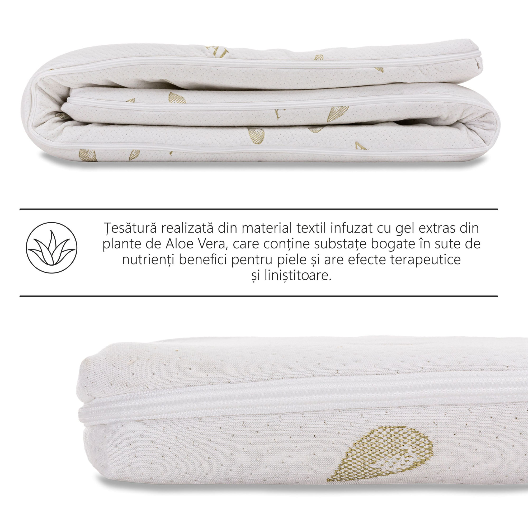 Topper Saltea Best Sleep H7 cm spuma poliuretanica, 70X200 cm, husa Aloe Vera Detasabila